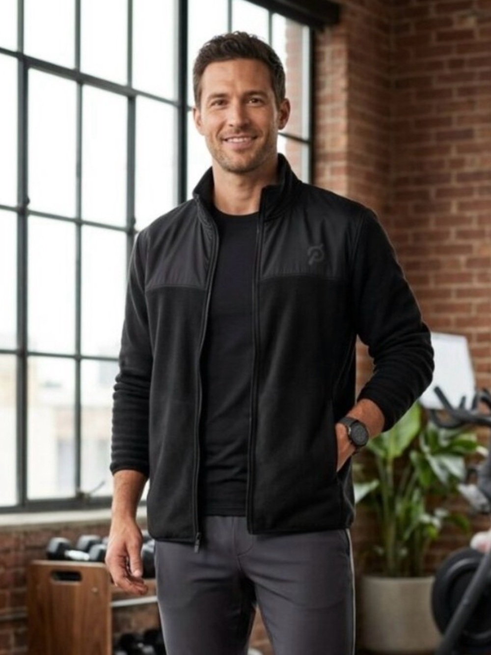 Peloton Jacket Fleece Mock Neck Men's Size Large Black MT0003 Full Zip Athlete